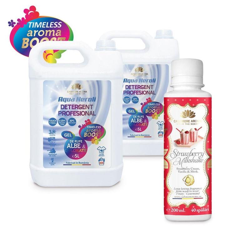 Pachet 2 X Detergent rufe albe-colorate Aqua Neroli , 5L + Parfum de rufe Strawberry Milkshake CADOU